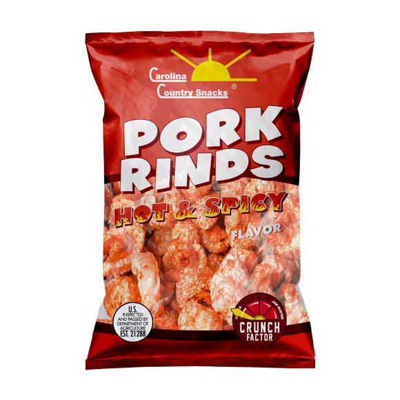 Hot & Spicy Fried Pork Rinds - Box of 12